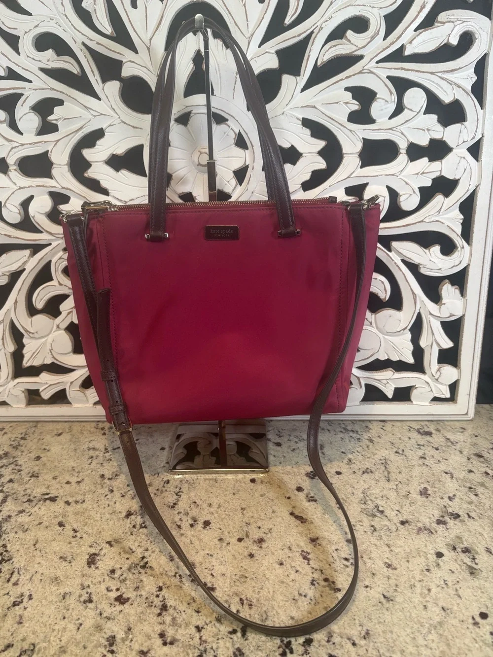Kate Spade Nylon Chelsea Medium Satchel Tote Dark Pink